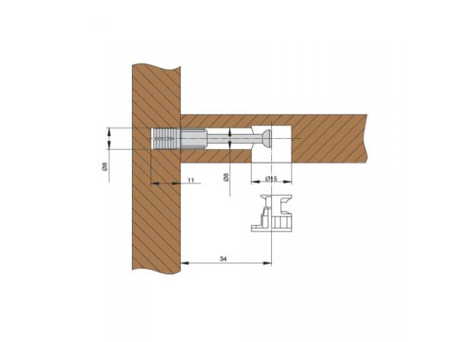 Шток быстрого монтажа 8х10/34мм, цинк