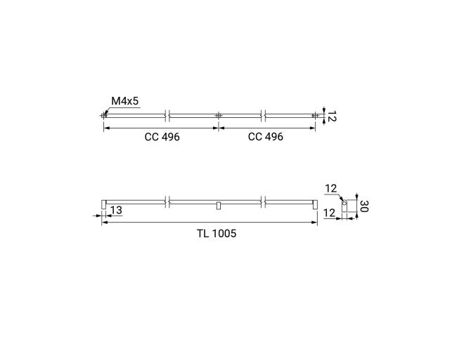 Ручка-рейлинг 22805-2x496-BSG L=1000 BRUSHED SATIN GOLD