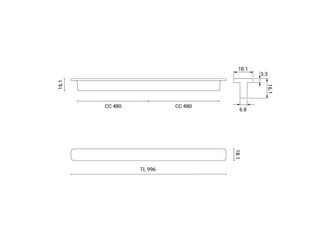 Ручка накладная 22704-2x480-BSG L=996 BRUSHED SATIN GOLD